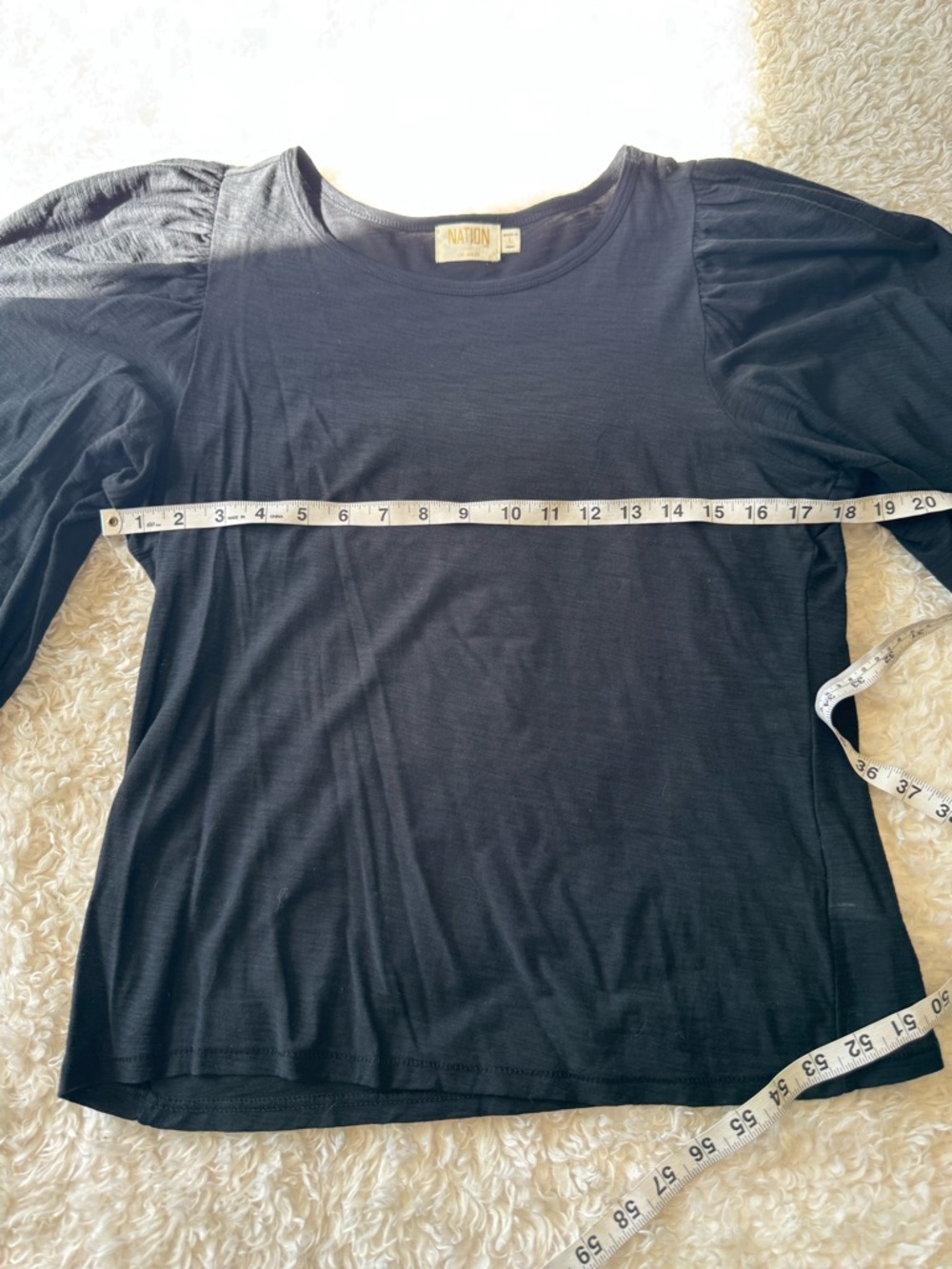 Nation LTD Cecilia Long Balloon Sleeve Pima Cotton Top Size Large - Picture 5 of 8
